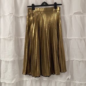 Gold Midi Party Skirt with Side Zip Size L
